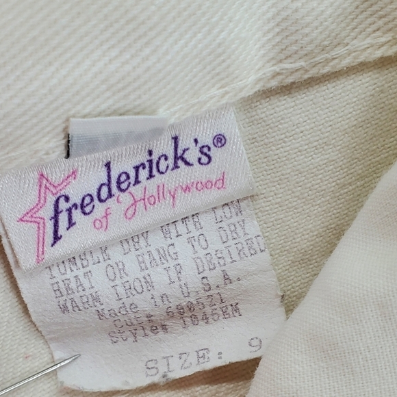 Vtg Fredericks Hollywood White Hi Rise Tapered Jean 9 10 25x30 Floral Embroidery - Picture 2 of 14